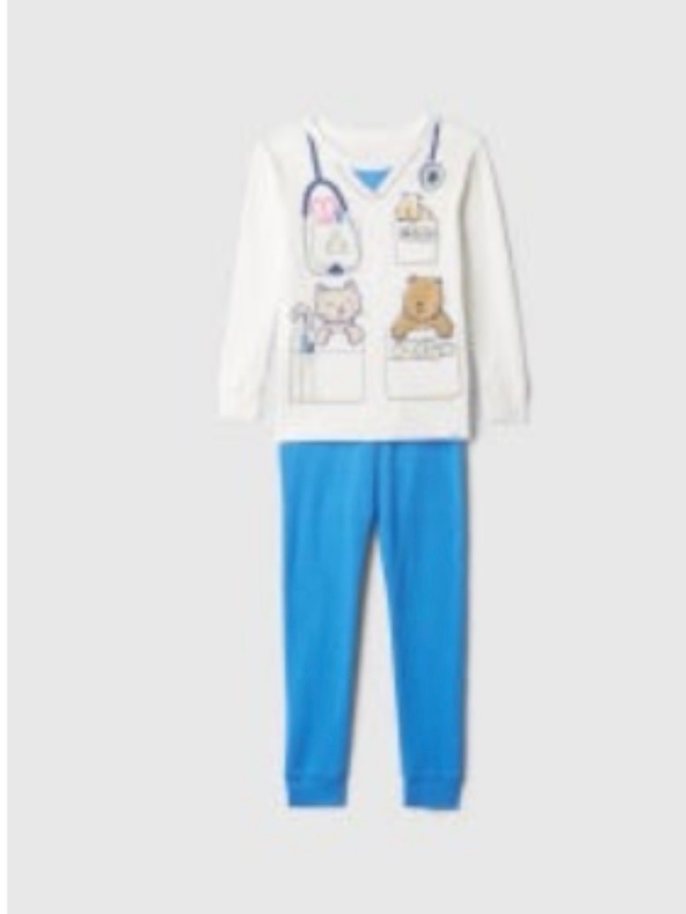 GAP White & Blue Kids' Doctor Print Pajama Set
